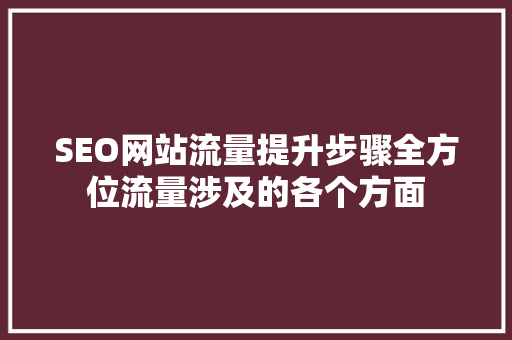 SEO网站流量提升步骤全方位流量涉及的各个方面