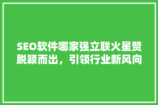 SEO软件哪家强立联火星赞脱颖而出，引领行业新风向