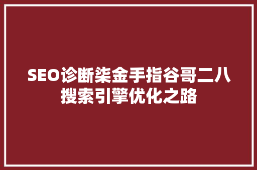 SEO诊断柒金手指谷哥二八搜索引擎优化之路