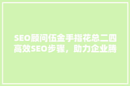 SEO顾问伍金手指花总二四高效SEO步骤，助力企业腾飞