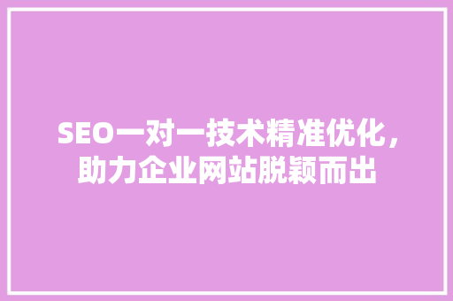 SEO一对一技术精准优化，助力企业网站脱颖而出