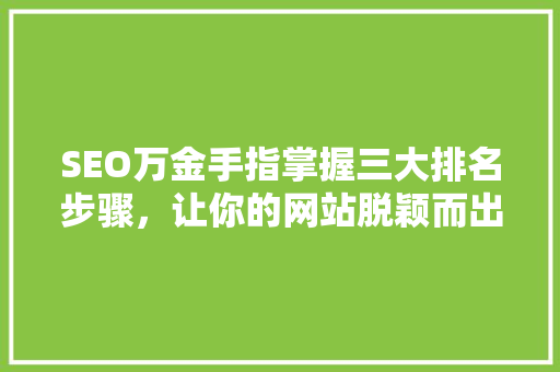 SEO万金手指掌握三大排名步骤，让你的网站脱颖而出