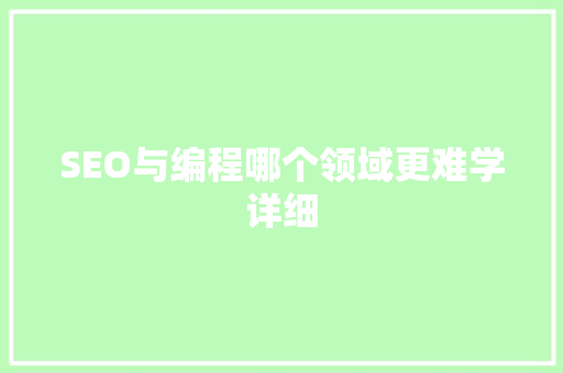SEO与编程哪个领域更难学详细