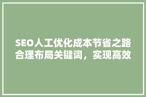 SEO人工优化成本节省之路合理布局关键词，实现高效优化