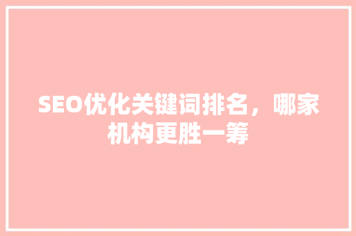 SEO优化关键词排名，哪家机构更胜一筹