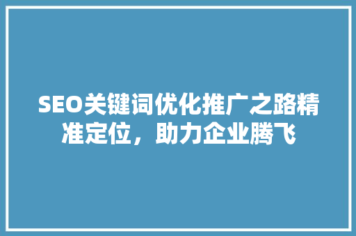 SEO关键词优化推广之路精准定位，助力企业腾飞