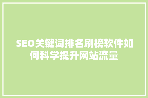 SEO关键词排名刷榜软件如何科学提升网站流量