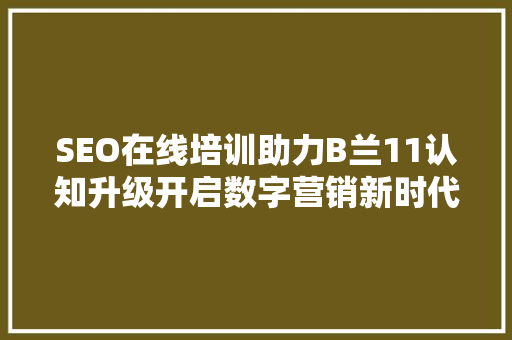 SEO在线培训助力B兰11认知升级开启数字营销新时代