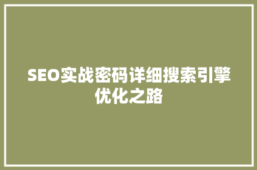 SEO实战密码详细搜索引擎优化之路