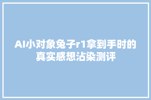 AI小对象兔子r1拿到手时的真实感想沾染测评