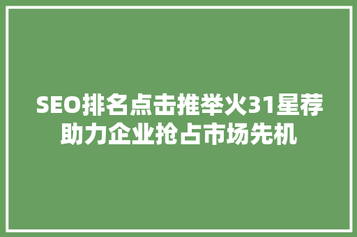 SEO排名点击推举火31星荐助力企业抢占市场先机