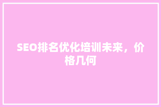 SEO排名优化培训未来，价格几何