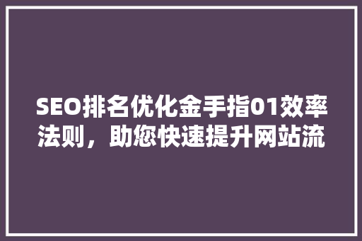 SEO排名优化金手指01效率法则，助您快速提升网站流量