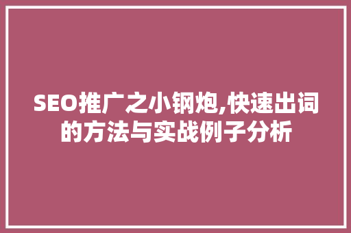 SEO推广之小钢炮,快速出词的方法与实战例子分析