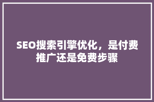 SEO搜索引擎优化，是付费推广还是免费步骤