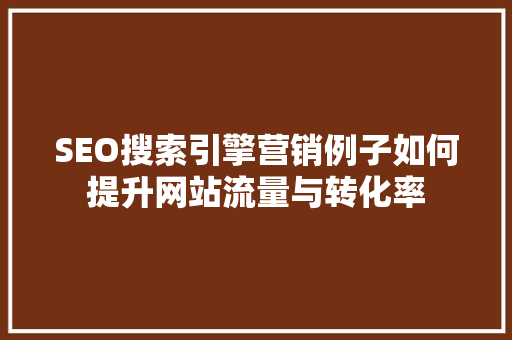 SEO搜索引擎营销例子如何提升网站流量与转化率