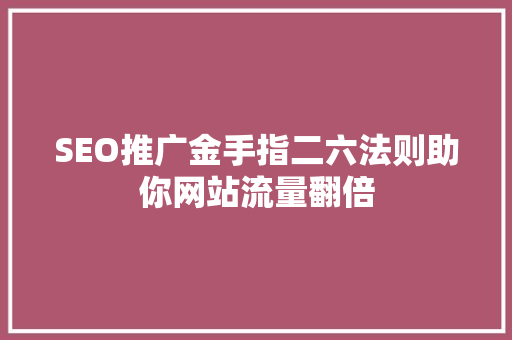 SEO推广金手指二六法则助你网站流量翻倍