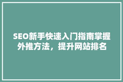 SEO新手快速入门指南掌握外推方法，提升网站排名