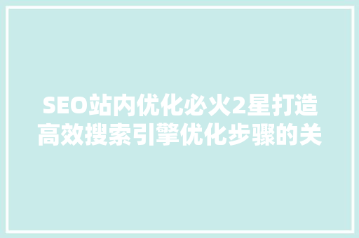 SEO站内优化必火2星打造高效搜索引擎优化步骤的关键要素