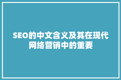 SEO的中文含义及其在现代网络营销中的重要