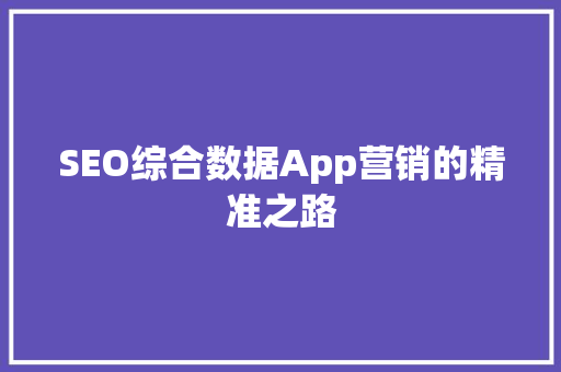 SEO综合数据App营销的精准之路