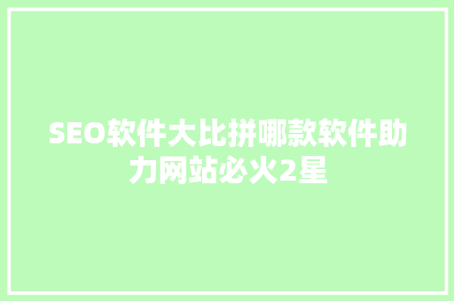 SEO软件大比拼哪款软件助力网站必火2星