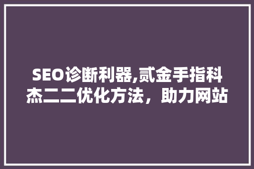 SEO诊断利器,贰金手指科杰二二优化方法，助力网站腾飞