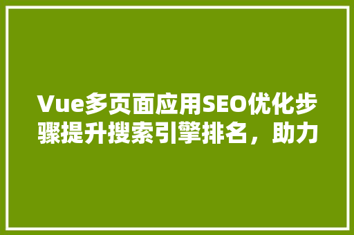 Vue多页面应用SEO优化步骤提升搜索引擎排名，助力网站流量增长