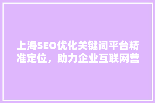 上海SEO优化关键词平台精准定位，助力企业互联网营销新篇章
