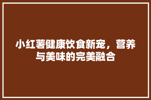 小红薯健康饮食新宠，营养与美味的完美融合