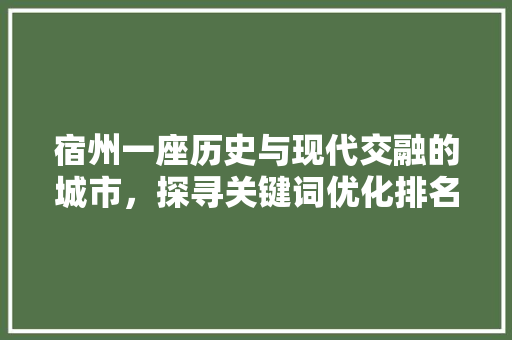 宿州一座历史与现代交融的城市，探寻关键词优化排名的秘密