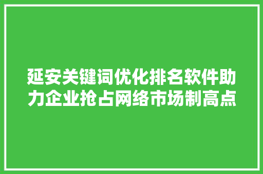 延安关键词优化排名软件助力企业抢占网络市场制高点