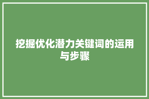 挖掘优化潜力关键词的运用与步骤