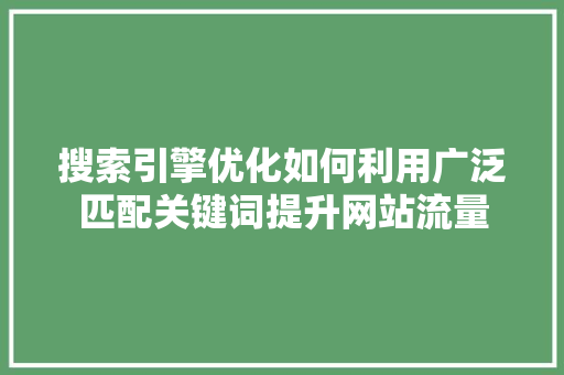 搜索引擎优化如何利用广泛匹配关键词提升网站流量