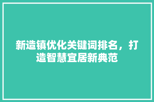 新造镇优化关键词排名，打造智慧宜居新典范