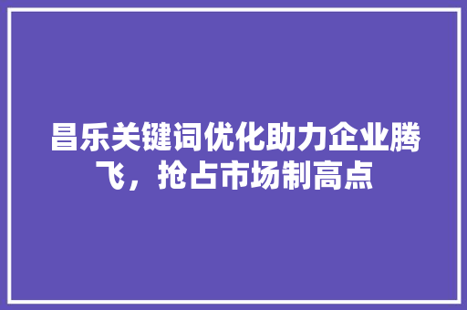 昌乐关键词优化助力企业腾飞，抢占市场制高点