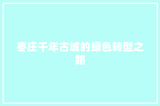 枣庄千年古城的绿色转型之路
