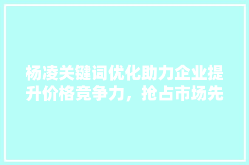 杨凌关键词优化助力企业提升价格竞争力，抢占市场先机