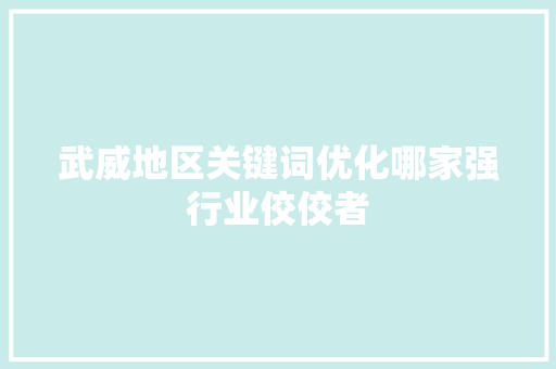 武威地区关键词优化哪家强行业佼佼者
