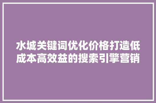 水城关键词优化价格打造低成本高效益的搜索引擎营销步骤