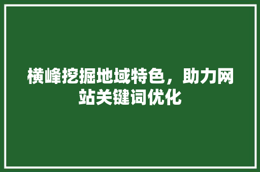 横峰挖掘地域特色，助力网站关键词优化