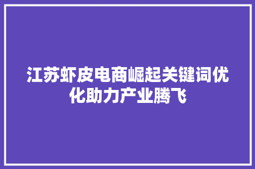 江苏虾皮电商崛起关键词优化助力产业腾飞