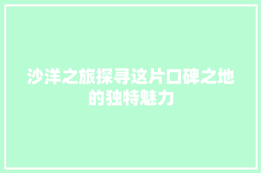 沙洋之旅探寻这片口碑之地的独特魅力