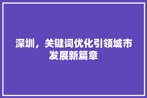 深圳，关键词优化引领城市发展新篇章