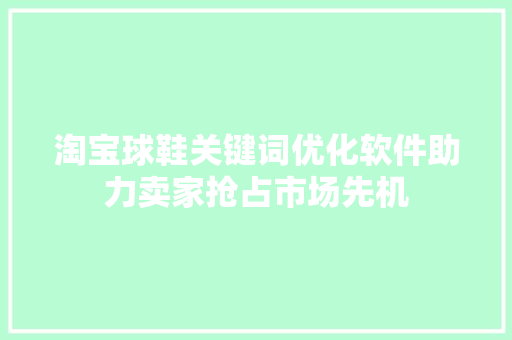 淘宝球鞋关键词优化软件助力卖家抢占市场先机
