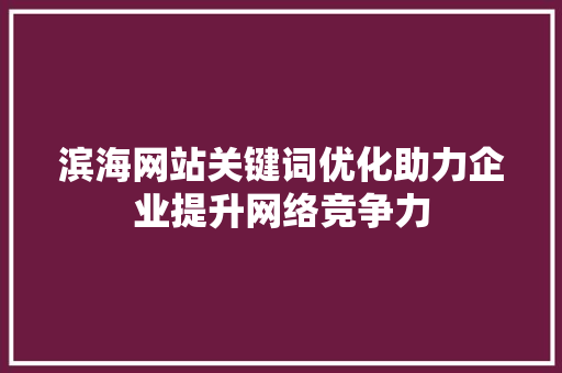 滨海网站关键词优化助力企业提升网络竞争力