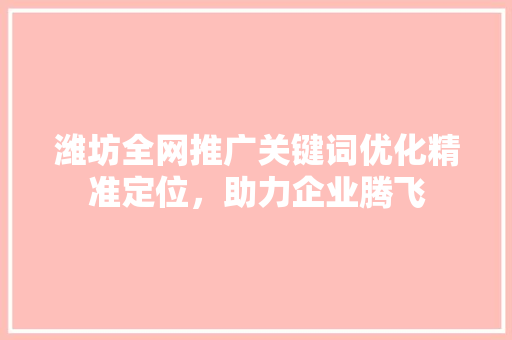 潍坊全网推广关键词优化精准定位，助力企业腾飞