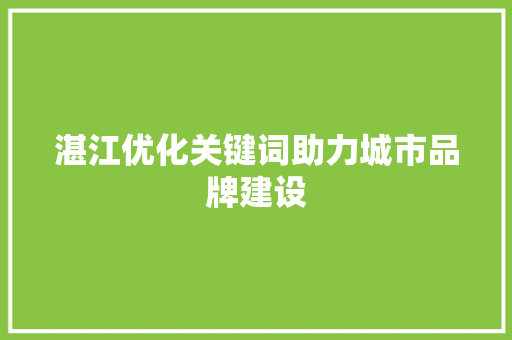 湛江优化关键词助力城市品牌建设
