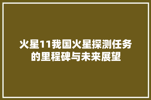 火星11我国火星探测任务的里程碑与未来展望