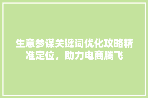 生意参谋关键词优化攻略精准定位，助力电商腾飞